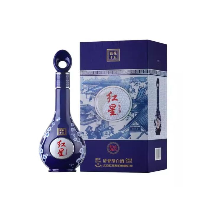 蓝花十五】红星二锅头清香型白酒52°500ml