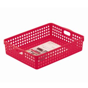 Plastic Basket Tidy Storage Office Household School A4 Stationary - Rose