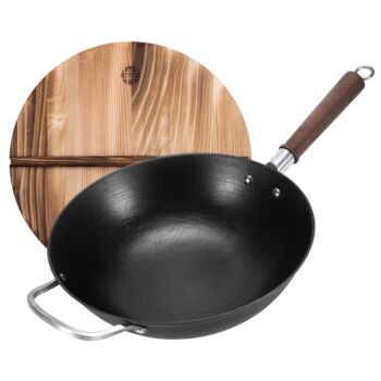 WANGYUANJI Wangjiangnan Traditional-Style Wok (34cm) + Wooden Lid