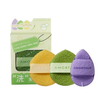 AMORTALS Wash Smile Face Cleansing Puff (3 pieces)