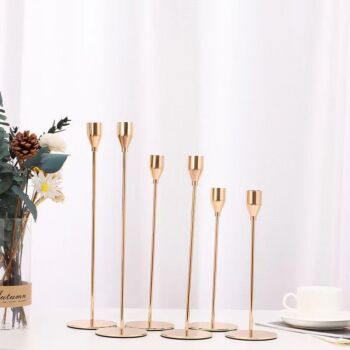 European-style 6-Piece Candle Holder Set – French Gold