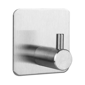 Drill-free stainless steel coat hook square 14mm profile silver single piece