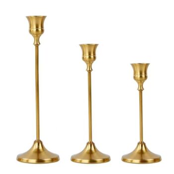 Vintage Nordic-style candle holder set—creative trumpet-shaped bases three-piece set in vintage tones