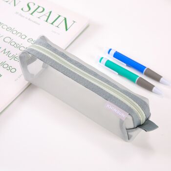 [Gray] 3D simple transparent mesh pencil case